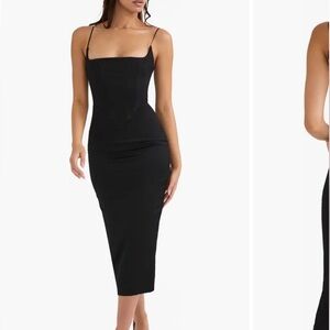 House of CB Anais Satin Corset Midi Dress